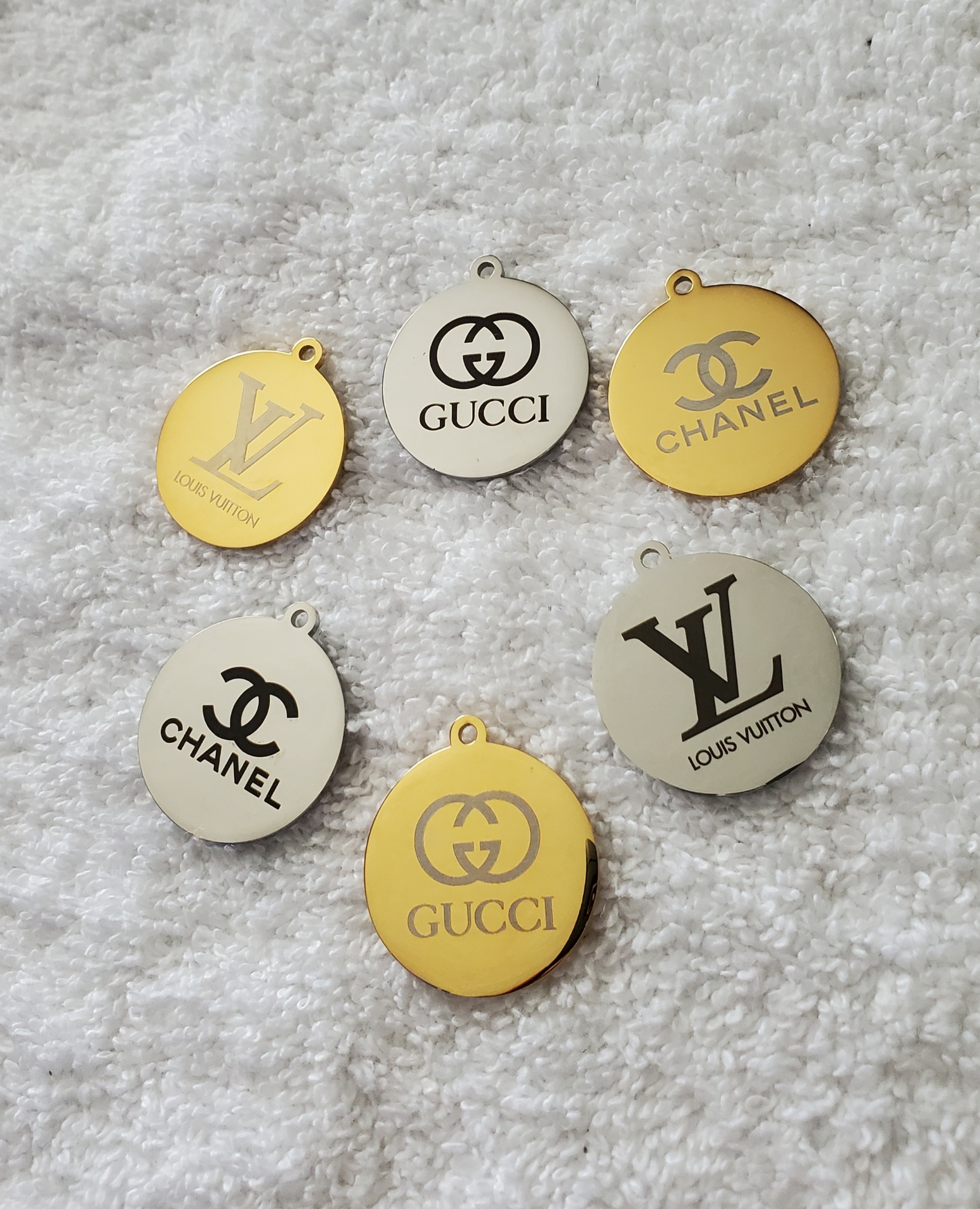Designer Gold LV Charm Earrings